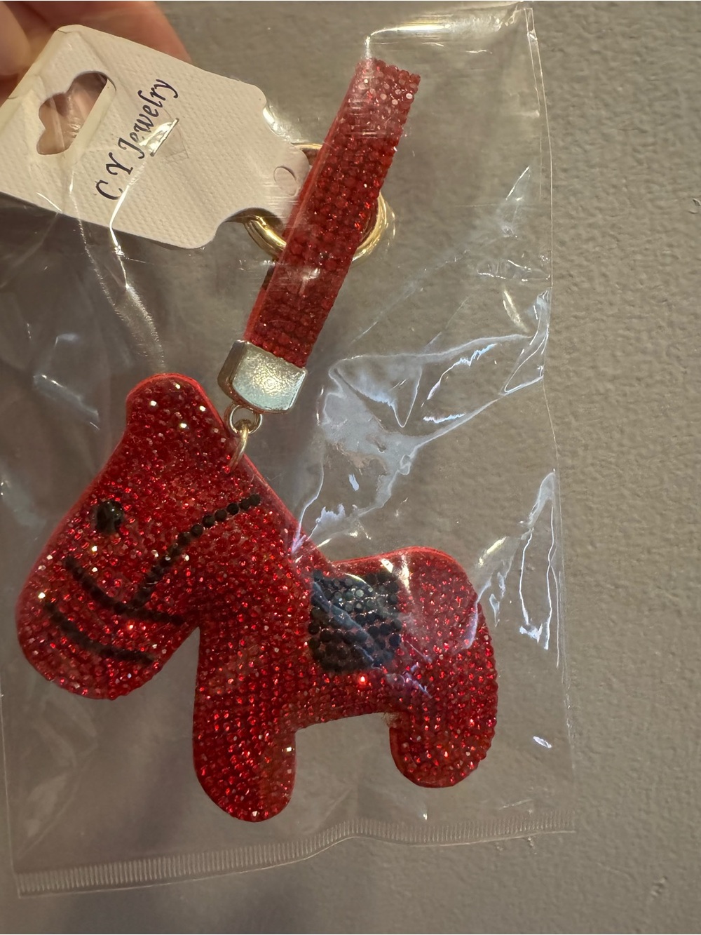 Rhinestone Silver or Red Horse Keychain Charm. PICK ONE - Picture 5 of 5